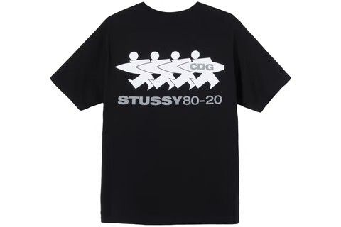 限定コラボ激レア! CDG x STUSSY T-SHIRT コムデギャルソン Stussy x CDG Camiseta Surfman Preta - Loro - Itens Exclusivos e