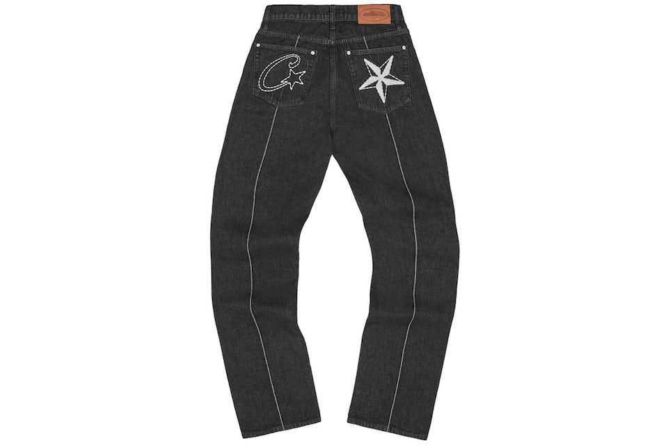 Corteiz C-Star Stitch-Down Jeans Black - Loro - Itens Exclusivos e