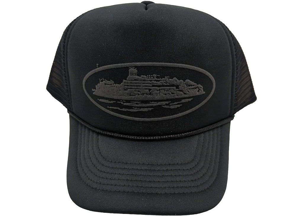Corteiz Alcatraz Premium Puff Print Trucker Hat Black/Black - Loro