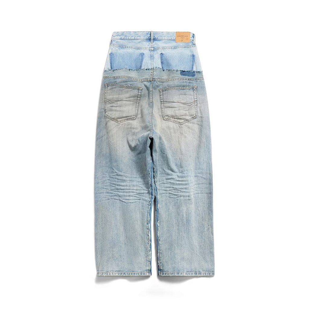 Men's Cut-up Baggy Pants in Blue denim - Loro - Itens Exclusivos e