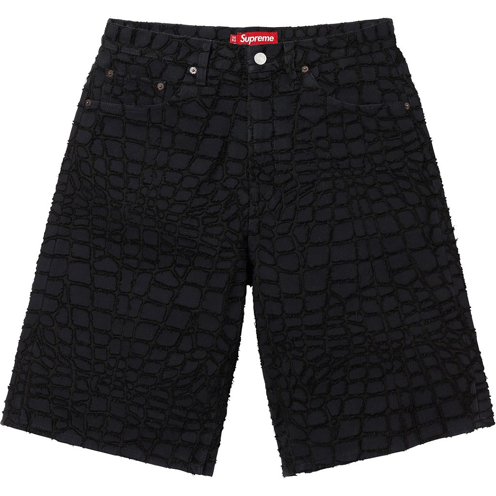 Supreme Frayed Croc Baggy Denim Short - Loro - Itens Exclusivos e