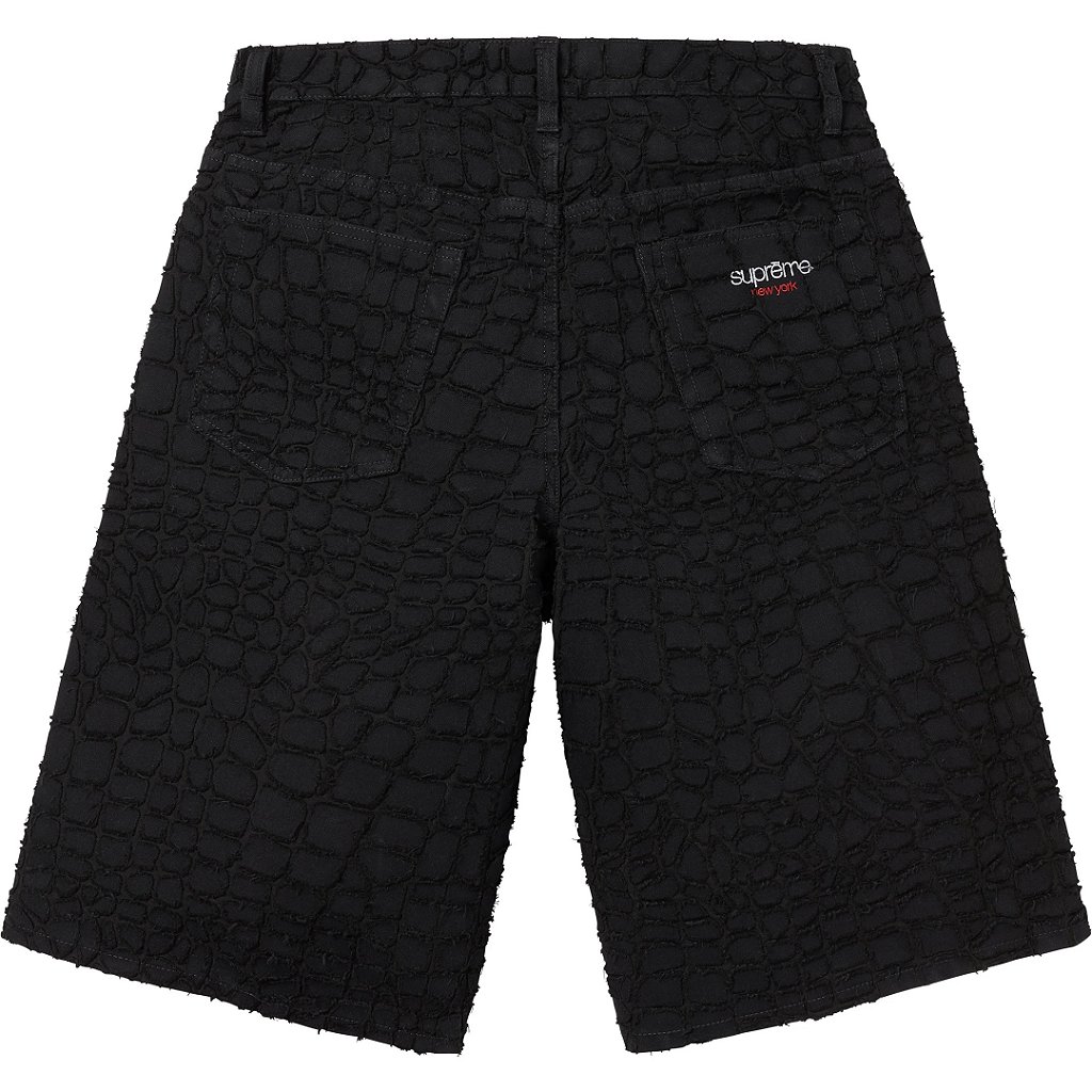 Supreme Frayed Croc Baggy Denim Short - Loro - Itens Exclusivos e