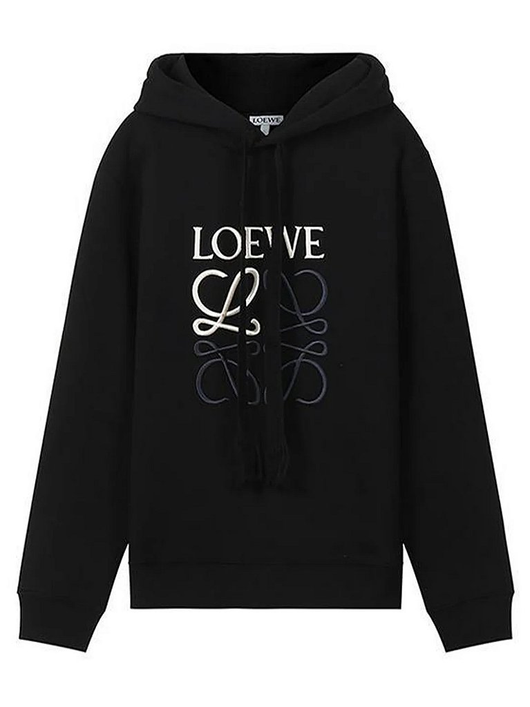 Loewe Anagram Embroidered Logo Hoodie in Black - Loro - Itens
