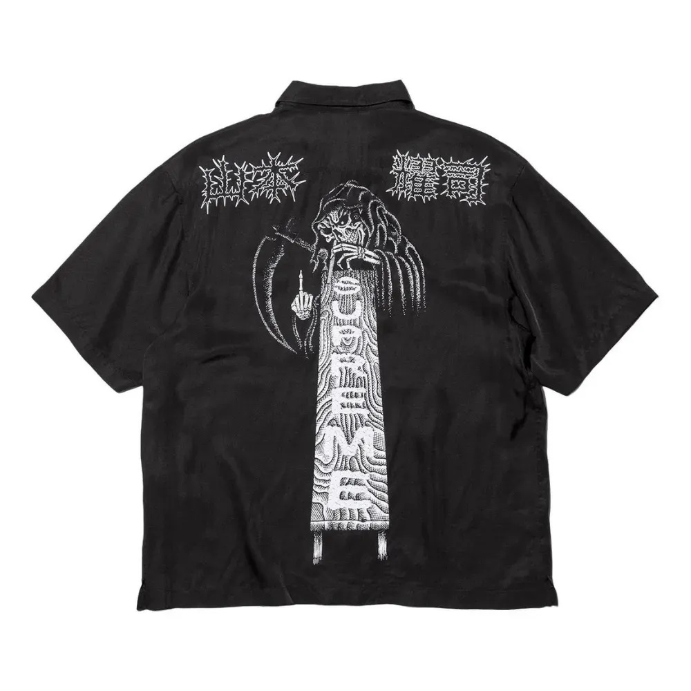 Supreme x Yohji Yamamoto Camisa Y's Silk Zip Up S/S FW25-W3 Preta