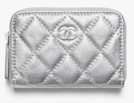 Chanel coin purse zip Quilted Caviar Silver - Loro - Itens