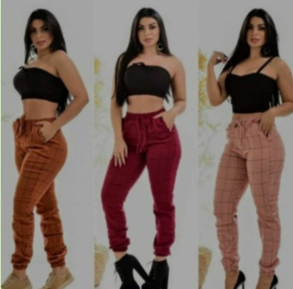 Calcas Jogger Xadrez Tecido Bengaline Bacellarshop Moda Feminina Calcas Jogger Xadrez Tecido Bengaline Bacellarshop Moda Feminina