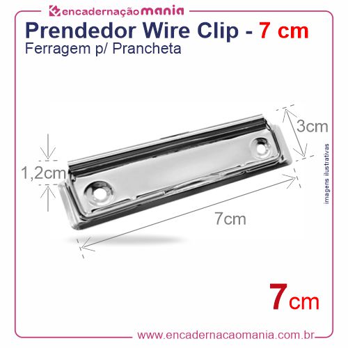 Prendedor para prancheta - Wire Clip 7cm - Encadernação Mania