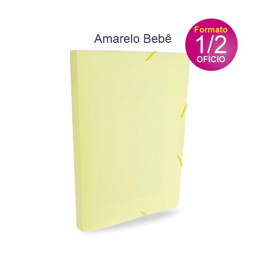 Pasta com aba elástico ofício lombo 40mm - Linho Serena - amarelo