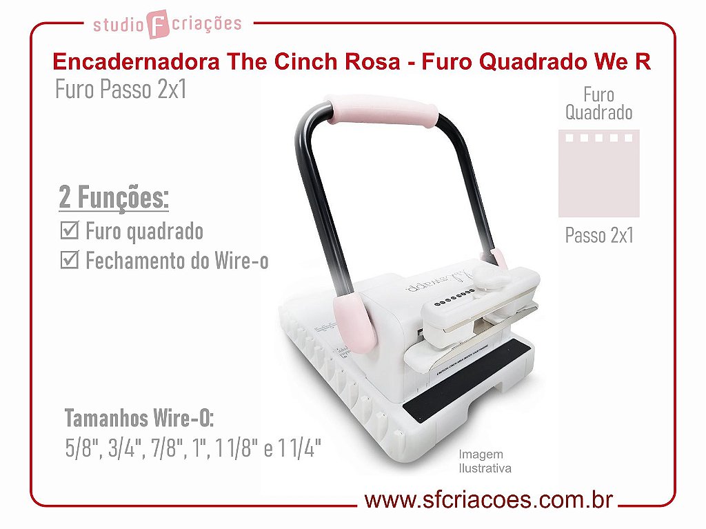 Encadernadora The Cinch Rosa - Encadernadora Furo Quadrado We R -  Encadernação Mania - Loja de Insumos Para Papelaria e Mais