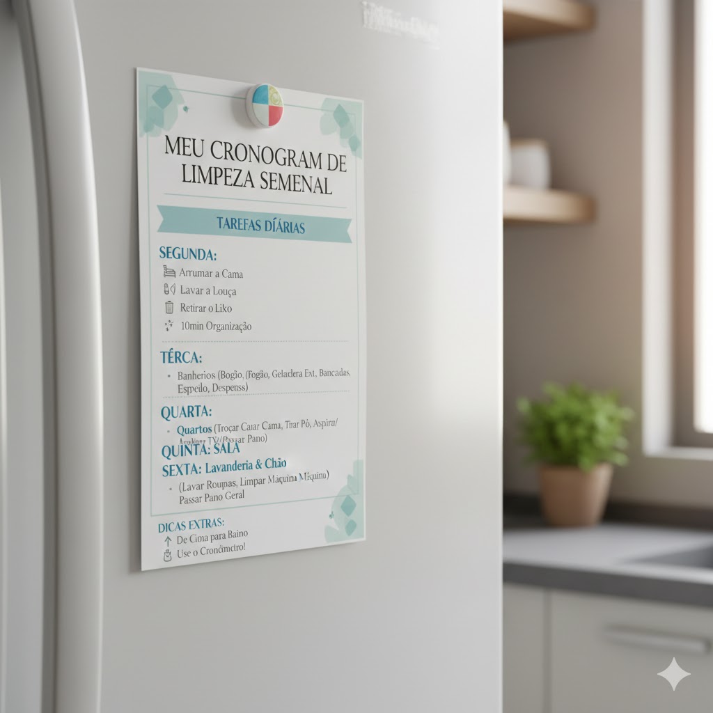 Cronograma de Limpeza Semanal: Sem Perder Final de Semana