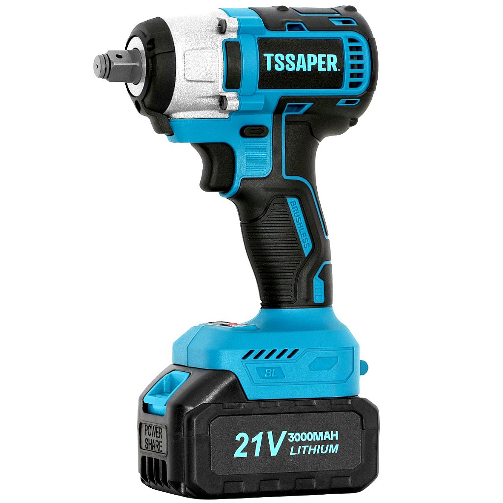 Chave de impacto 21v torque de 380nm inclui 2 baterias, maleta e 3