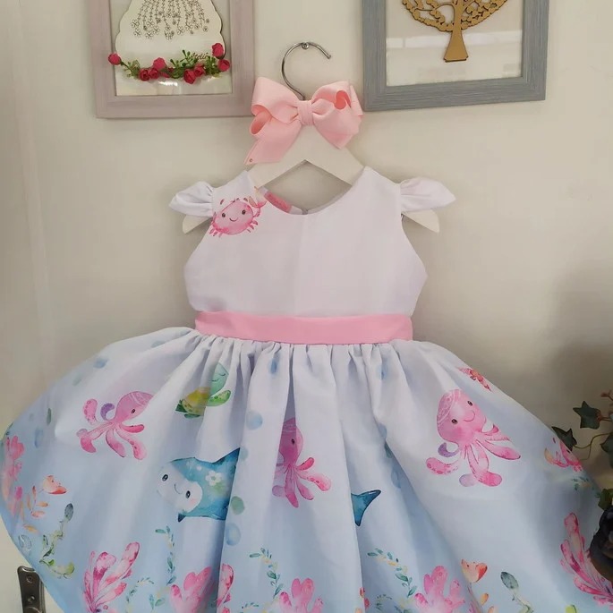 Vestido Infantil Fundo Do Mar (friend Of Mermaids) Festa Luxo