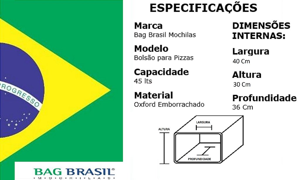 mochila para pizza 40cm
