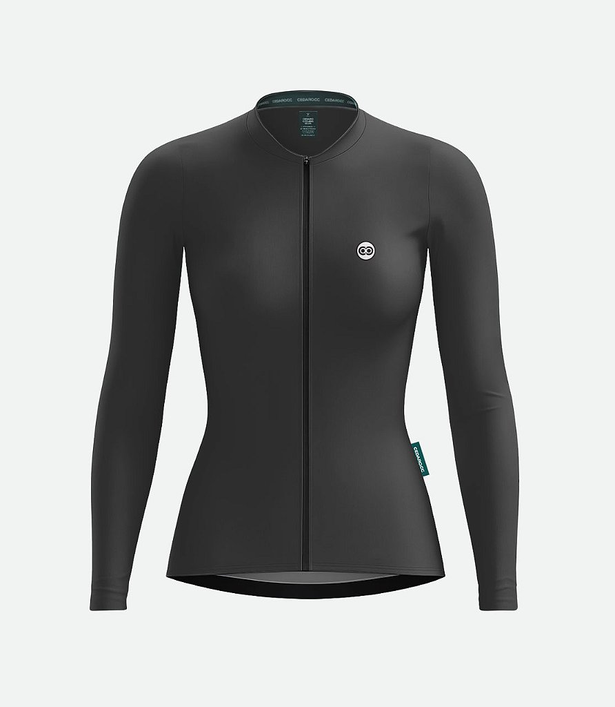 Jersey Poliamida Manga Longa Preto Feminina - cedaro.cc