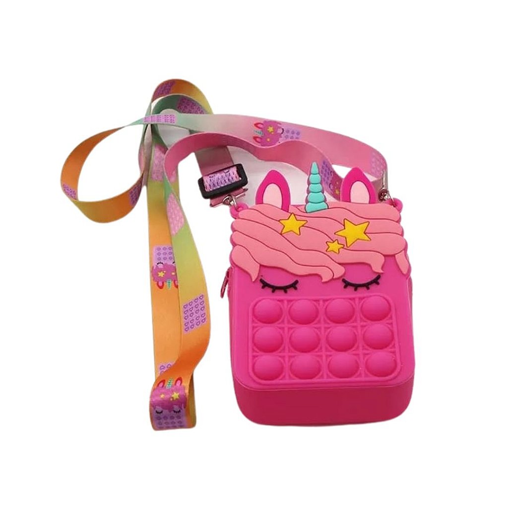 Bolsa de Ombro Infantil Pop It Unicórnio Rosa Pink - Grimm Toys