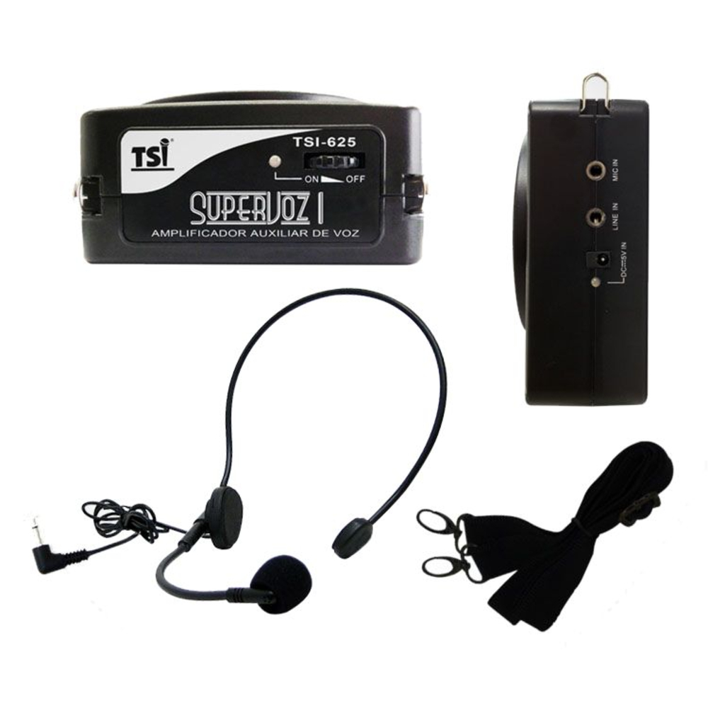 Kit professor portátil caixa e microfone Preto SUPERVOZ I 625