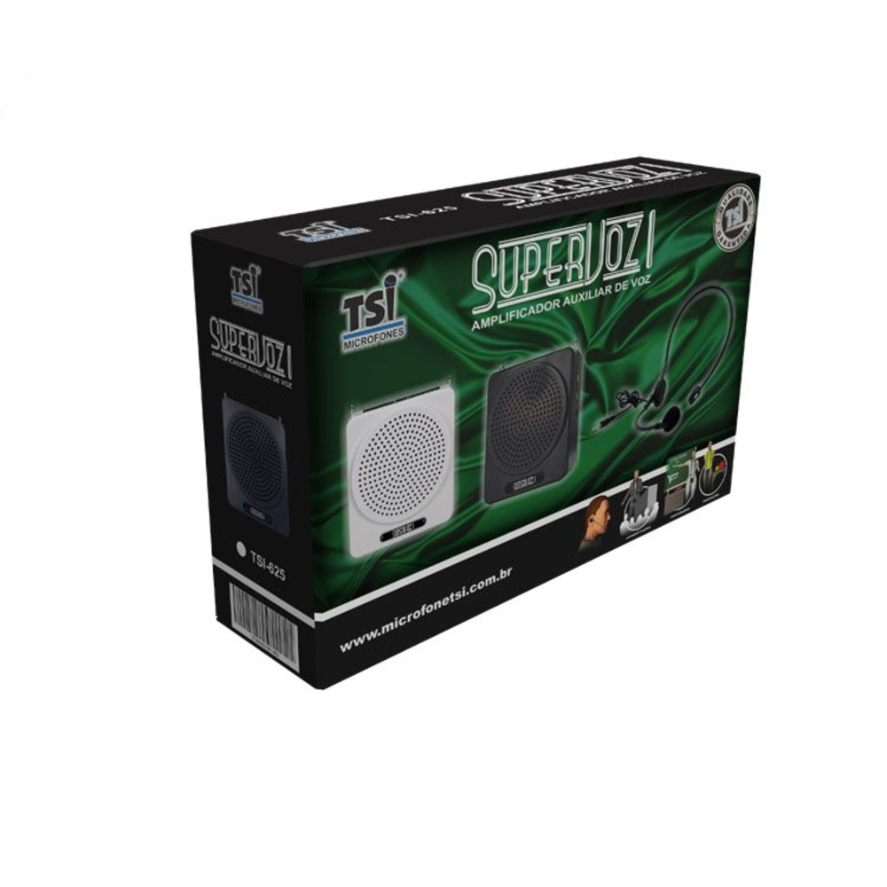 Kit professor portátil caixa e microfone Preto SUPERVOZ I 625