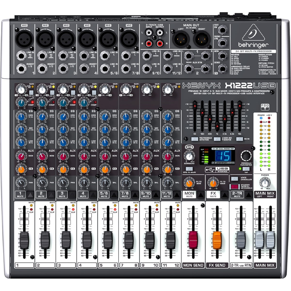 Mesa De Som Analógica Com 12 Canais XENYX X1222 USB - BEHRINGER