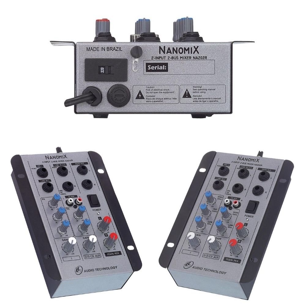 Mesa De Som Analógica Com 2 Canais NANOMIX NA202R - LL AUDIO