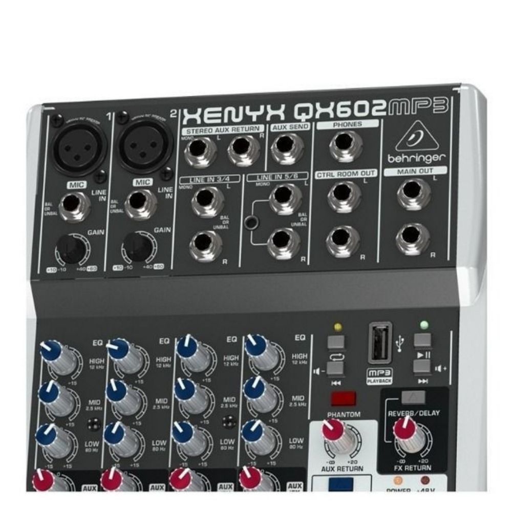 Mesa De Som Analógica Com 6 Canais XENYX QX 602 MP3 - BEHRINGER