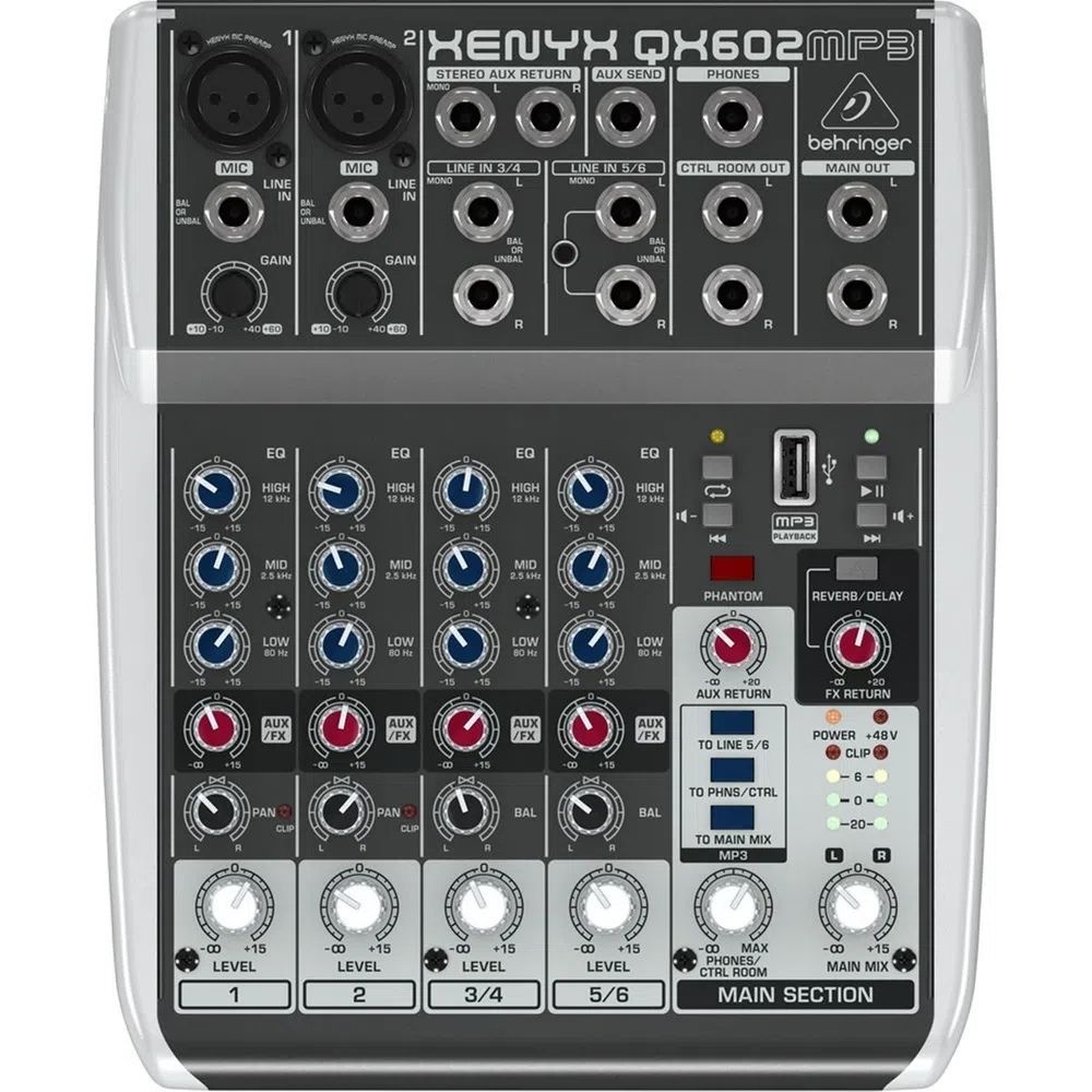 BEHRINGER XENYX アナログミキサー QX602MP3 Mesa De Som Analógica Com 6 Canais XENYX QX 602 MP3