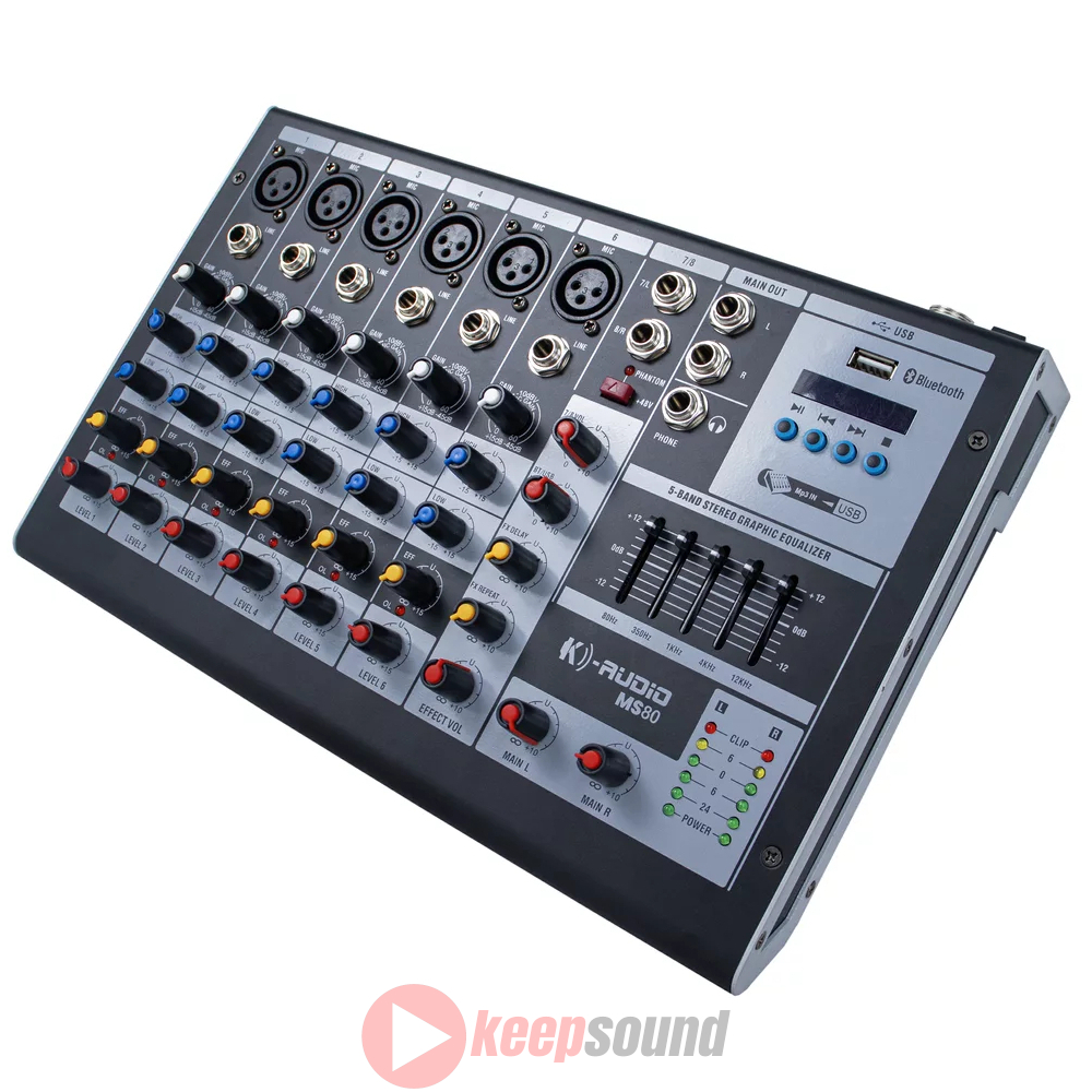 Mesa de Som Analógica 8 Canais MS 80 - K-AUDIO - KEEPSOUND - Loja