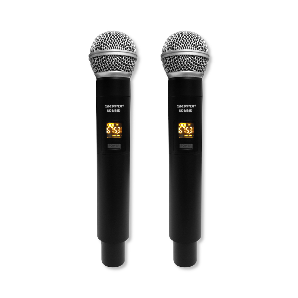 Microfone Profissional de Mão Duplo Sem fio SK-M58D - SKYPIX