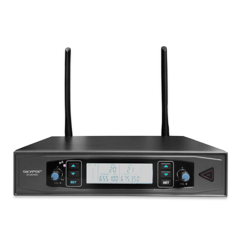 Microfone Profissional de Mão Duplo Sem fio SK-M58D - SKYPIX