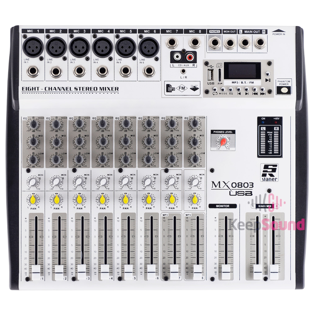 Mesa de Som 8 Canais MX0803 USB - STANER - KEEPSOUND - Loja de