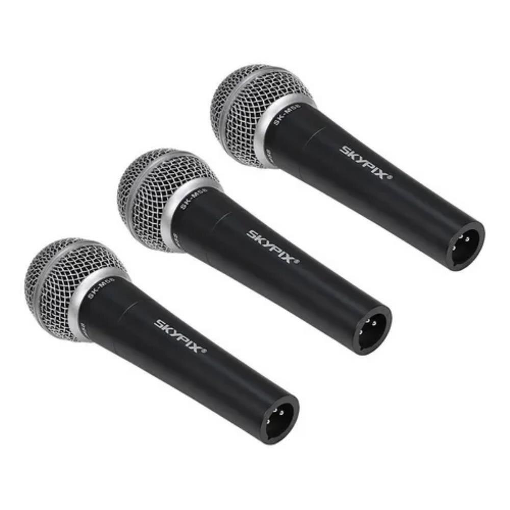 Kit 3 Microfones Vocal SKYPIX Dinâmico com Maleta SK-M58