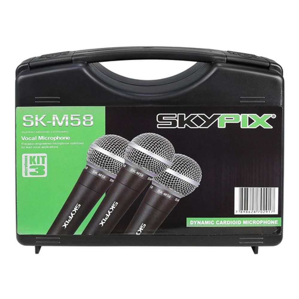 Kit 3 Microfones Dinâmicos SK-M58 com Maleta | Keepsound