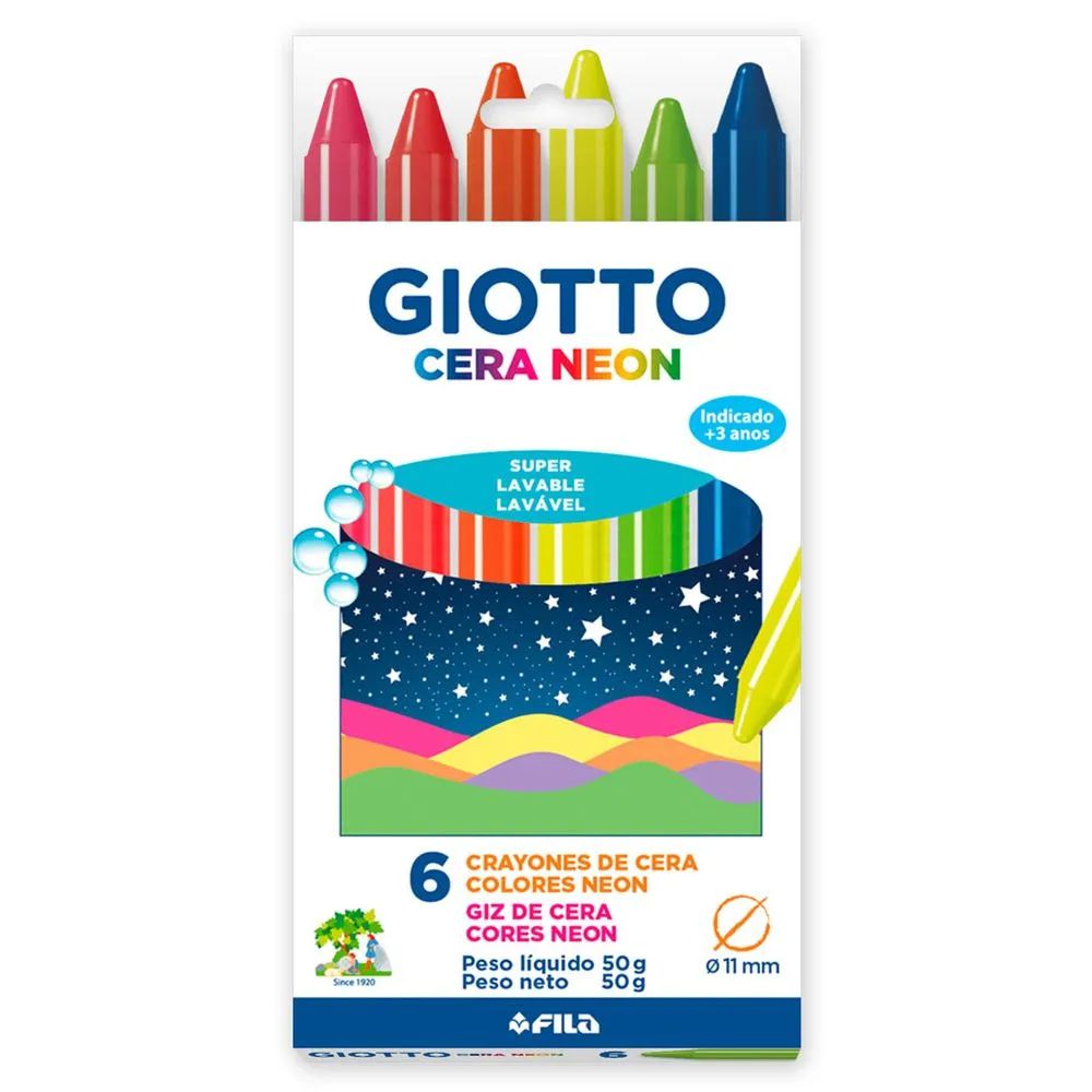 Giz de Cera 6 Cores Maxi Neon - Giotto - Artes e Formas | Papelaria