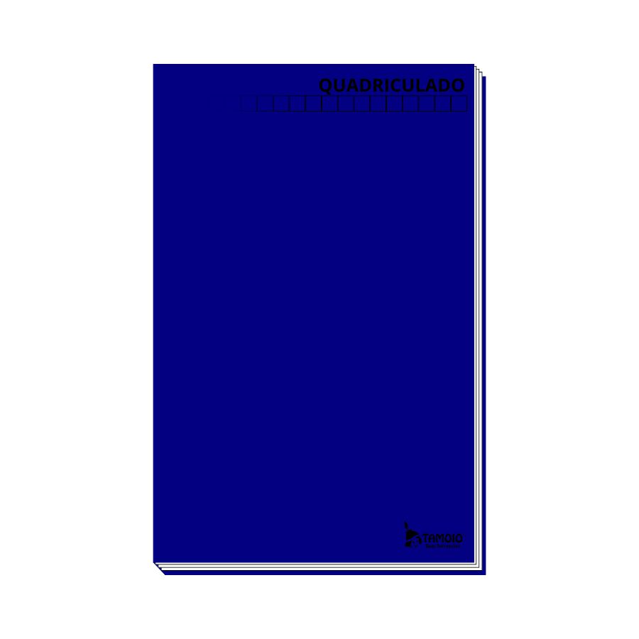Caderno Quadriculado 1/4 Brochura Azul Capa Dura 1x1cm 96 Fls