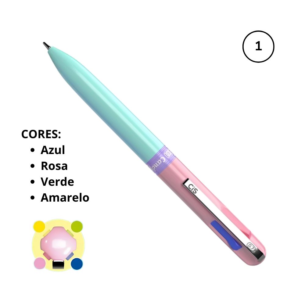 Caneta Esferográfica 4x1 Candy 0.7mm com 04 Cores - Cis - Artes e