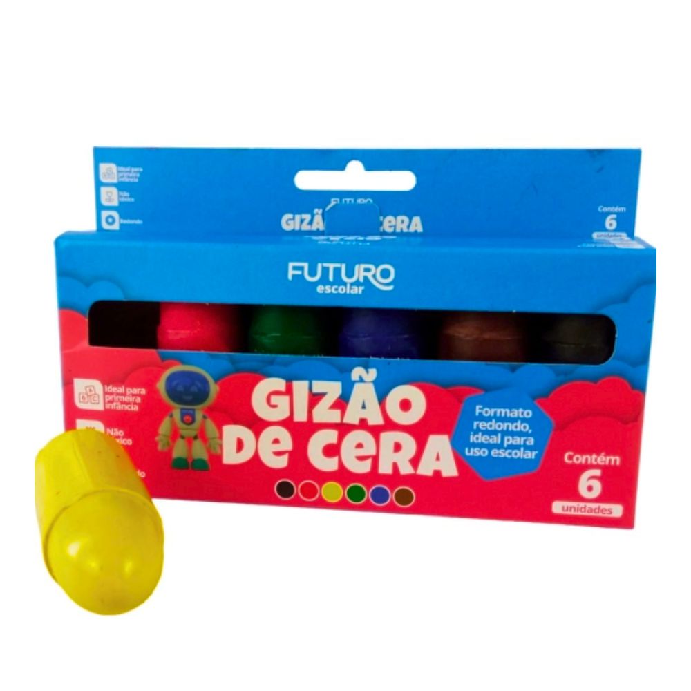 Gizão de Cera Jumbo com 6 Cores - Futuro - Artes e Formas | Papelaria