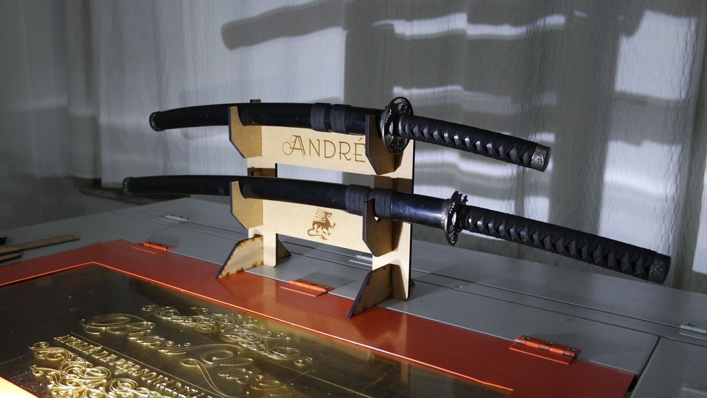 Suporte Duplo Espadas Samurai Katana Wakizashi Tanto Personalizado