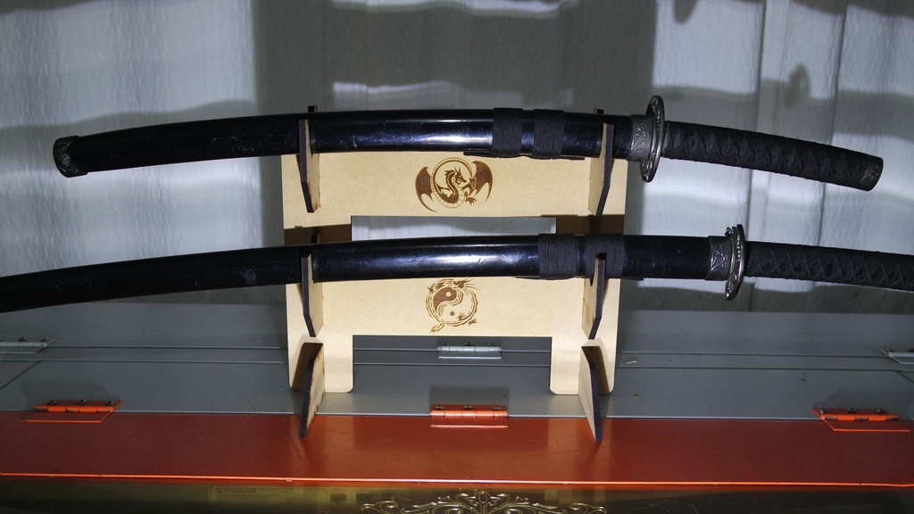 Suporte Duplo Espadas Samurai Katana Wakizashi Tanto - Brasillaser
