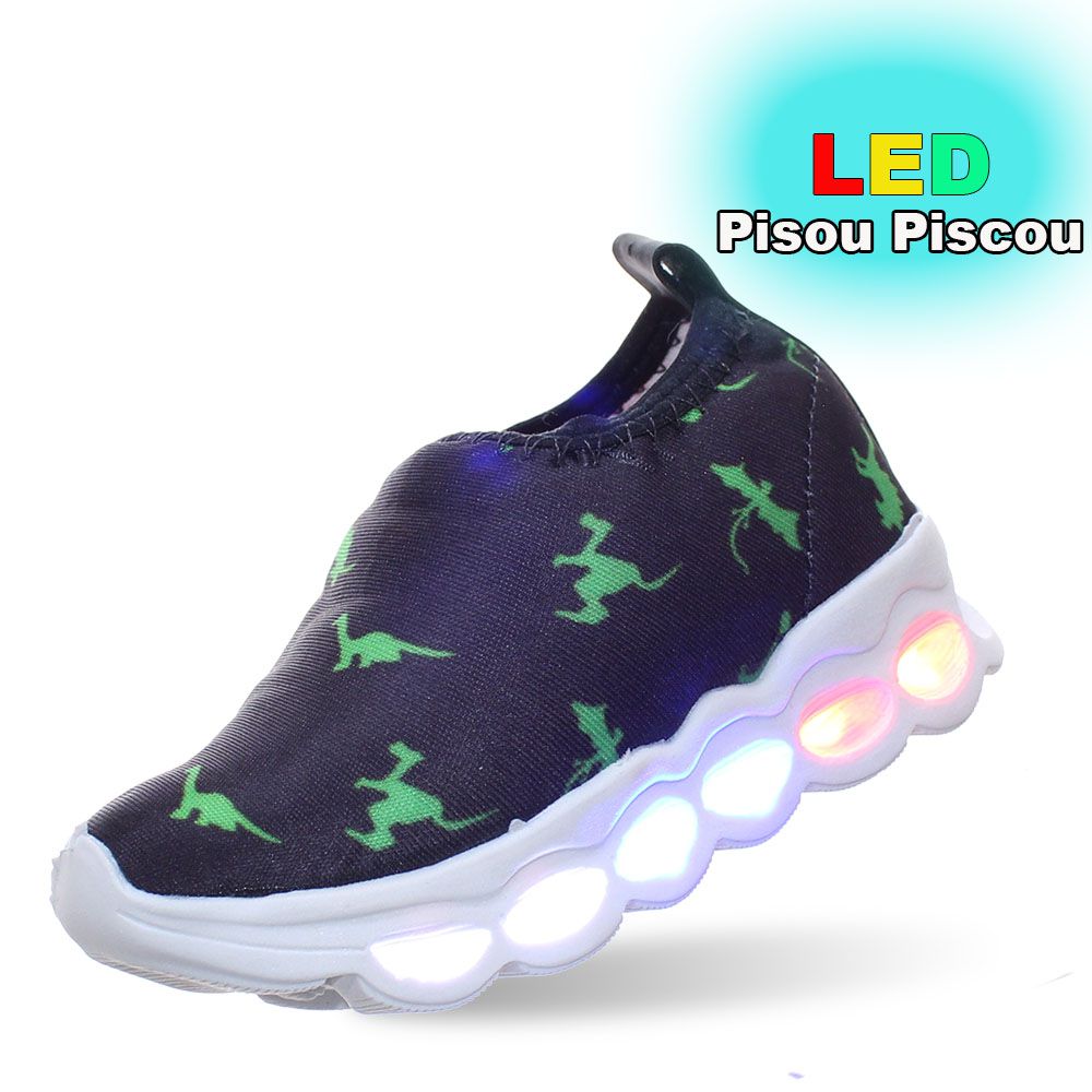 Tênis Infantil Led Pisca Menino Dinossauro Azul Petróleo Loja de