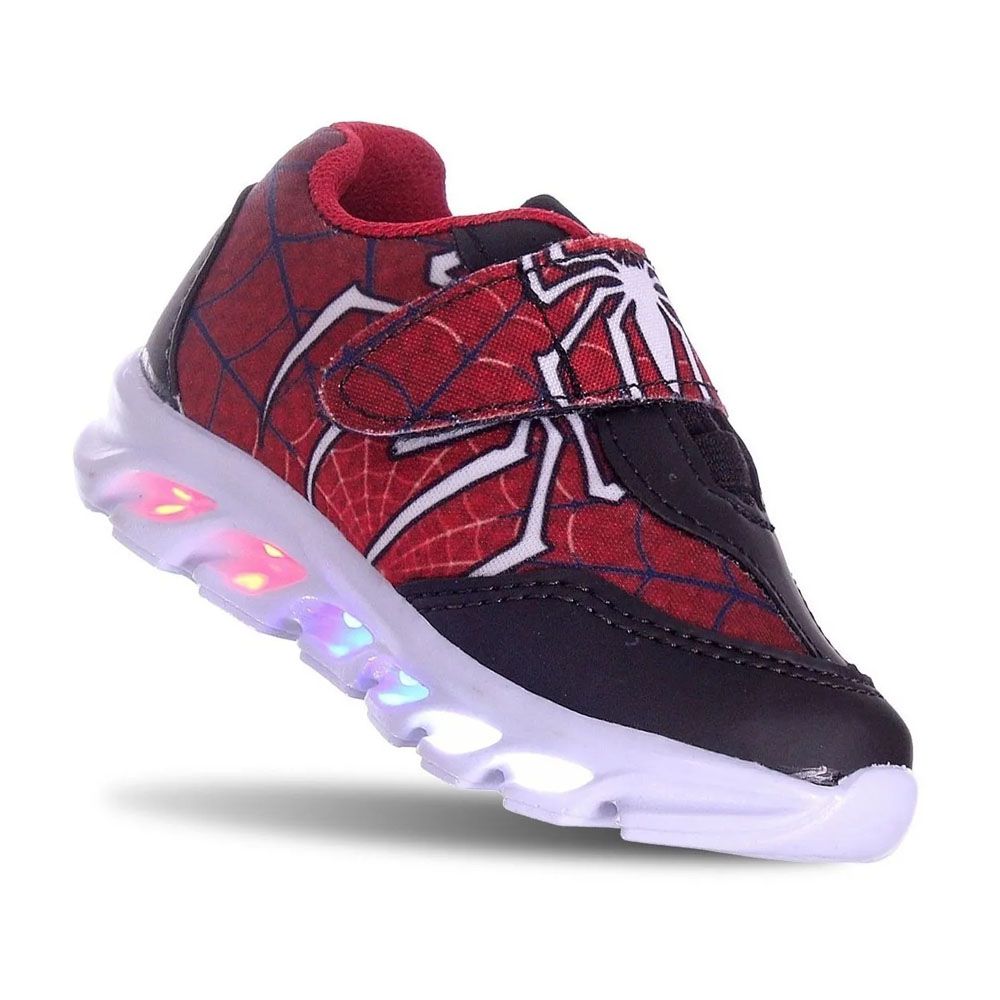 Tenis Infantil com Luz de Led Aranha Preto Vermelho Loja de