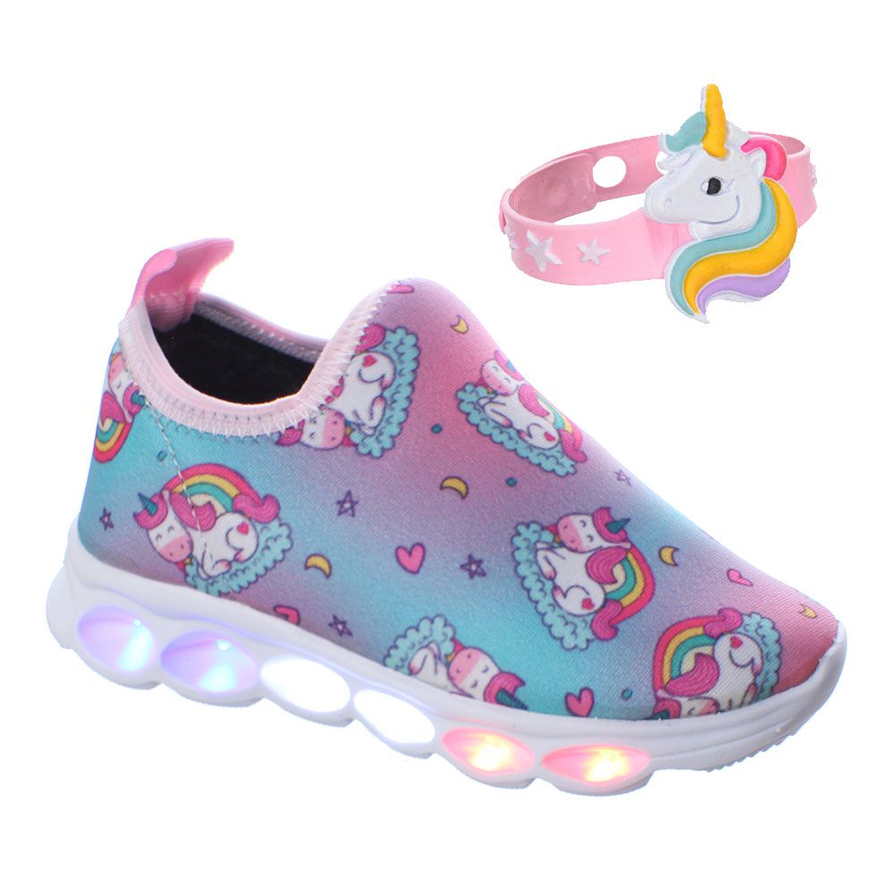 Tenis Calçado Luz Pisca Pisca Unicornio Meninas com Pulseira - Main Image