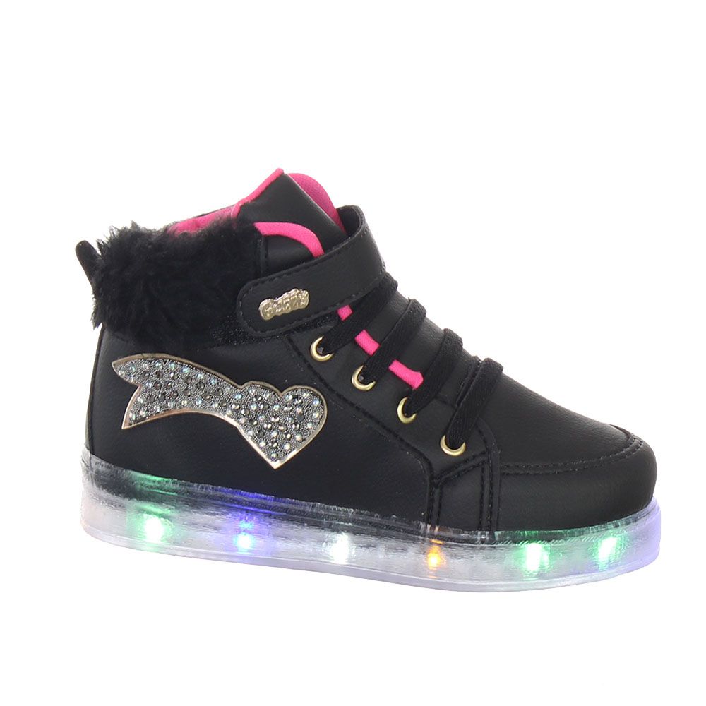 Tenis Botinha De Pelinho Com Brilho e Luzinha Led Infantil Loja