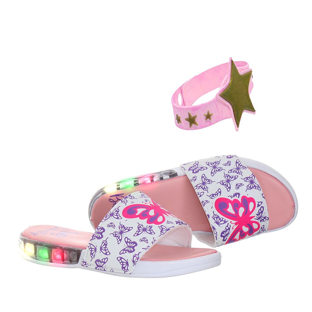 Chinelo Slide Infantil Com Luz Led Rosa Borboleta Menina Loja de - Main Image