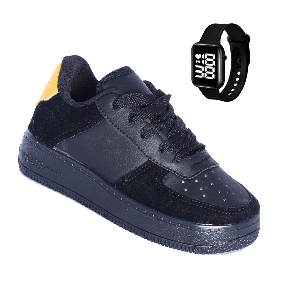 tenis sapato menino infantil casual mais relógio preto digital