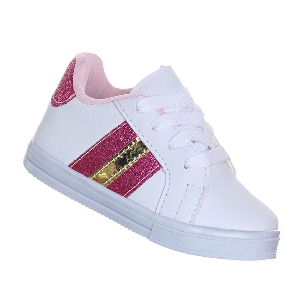 tenis sapato infantil de menina branco casual escolar glitter