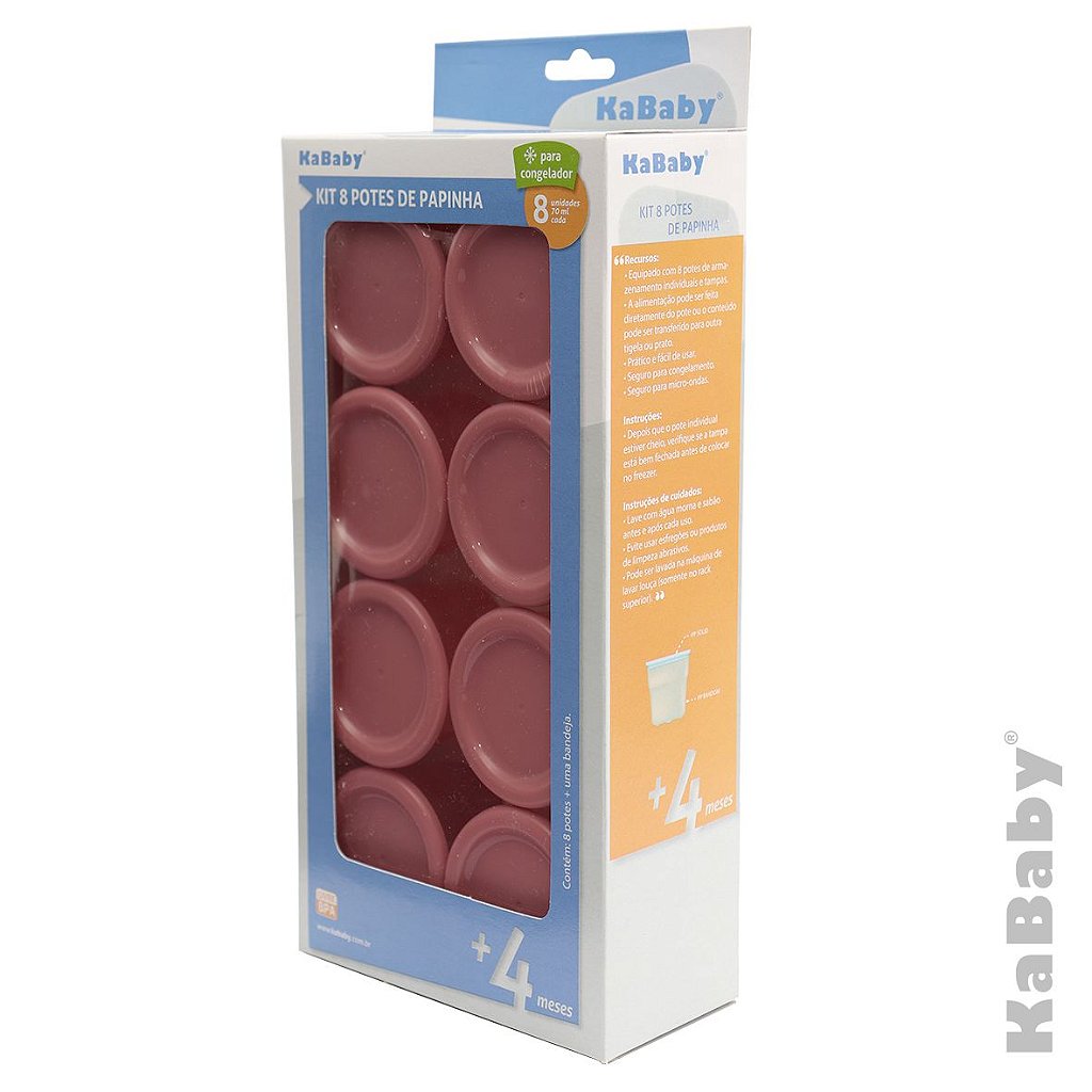 Kit 3 Pote Rosa de Papinha para Congelar Armazenar Comida Bebe