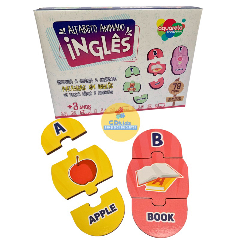 Quebra Cabeça Educativo Alfabeto Inglês 79 peças em MDF - GDkids