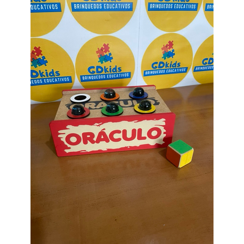 Jogo Oráculo Caixa de Madeira e Bolinhas de Gude Jogo Infantil