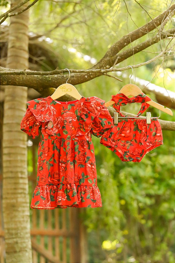 Vestido Taci Rosas Vermelhas Baby Taci