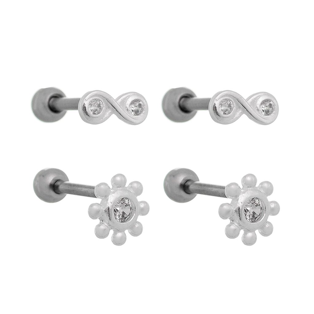 PIERCING HELIX OU SEGUNDO FURO EM PRATA 925 - 1 PAR