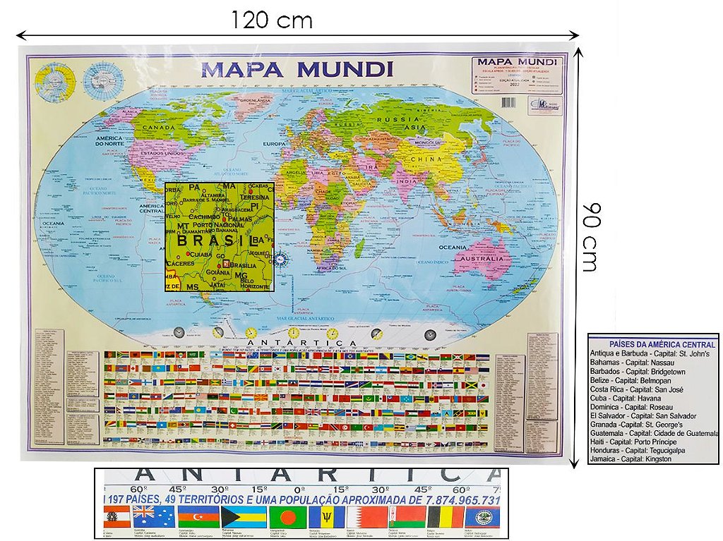 Mapa do Brasil Político e Escolar Edição Atualizada Tamanha Grande